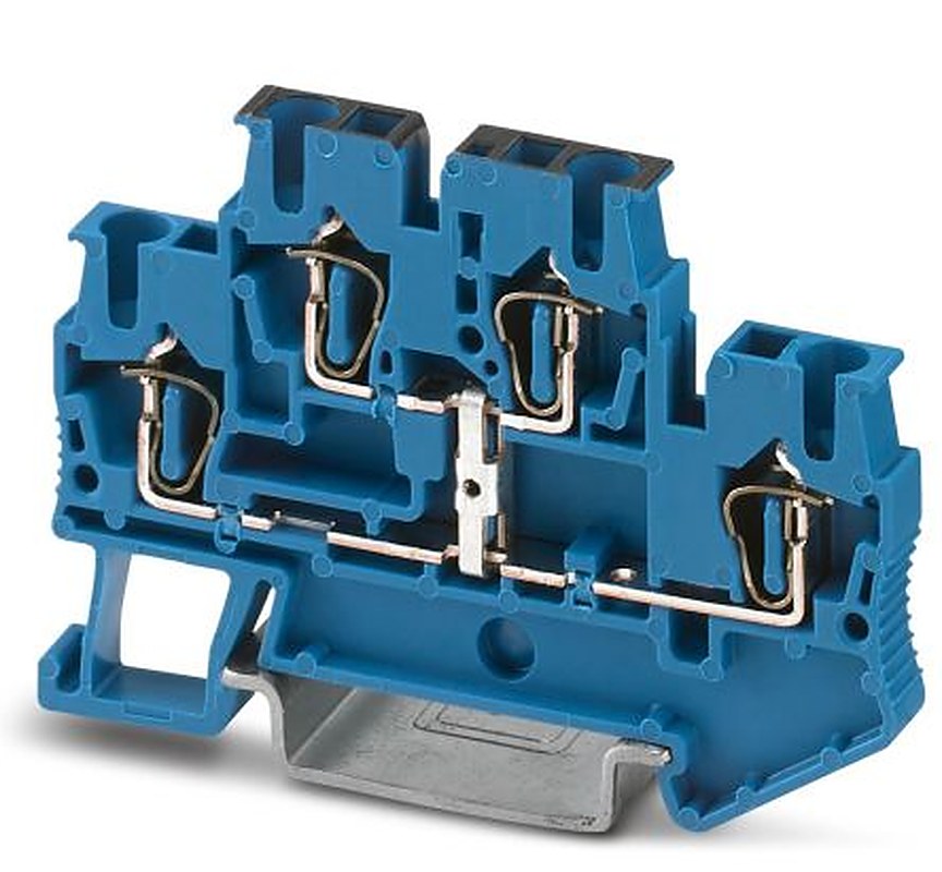 Phoenix Contact 3035108 STTB 2.5-PV BU Series DIN Rail Terminal Block Blue, 0.08mm², 4 mm², 2-Level, Spring Cage, KEMA,