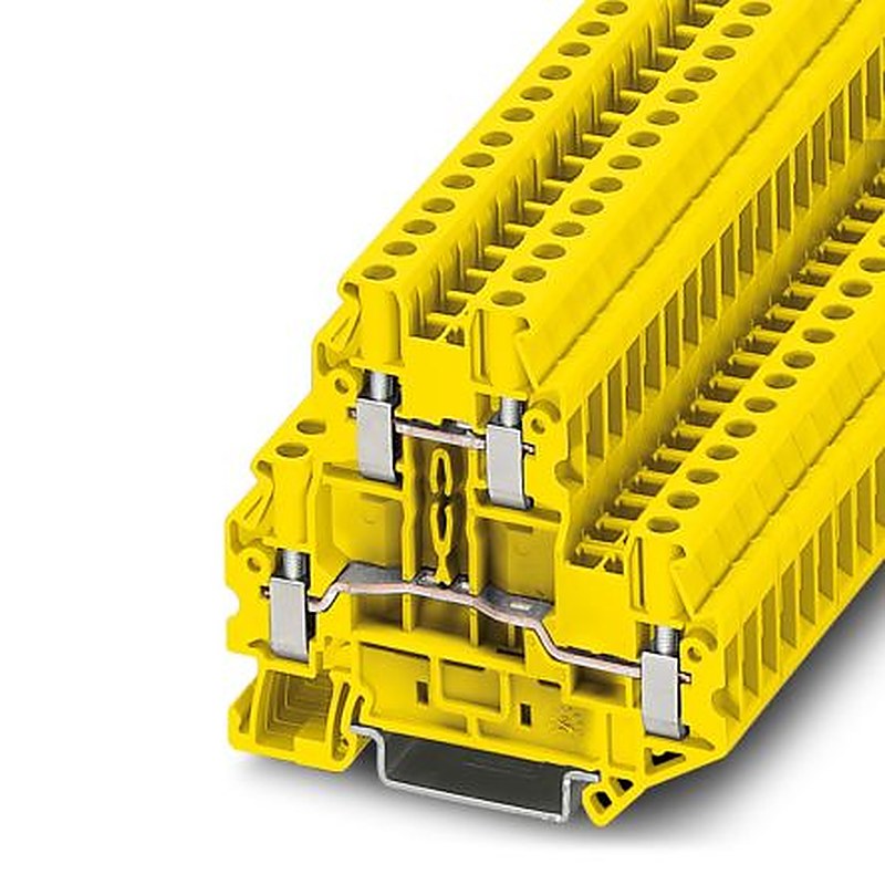 Phoenix Contact 3035467 UTTB 4 YE Series Feed Through Terminal Block Yellow, 4mm², 2-Level, Screw