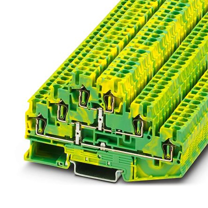 Phoenix Contact 3036071 ST 2.5-3PE Series DIN Rail Terminal Block Green, Yellow, 0.08mm², 4 mm², 3-Level, Spring Cage