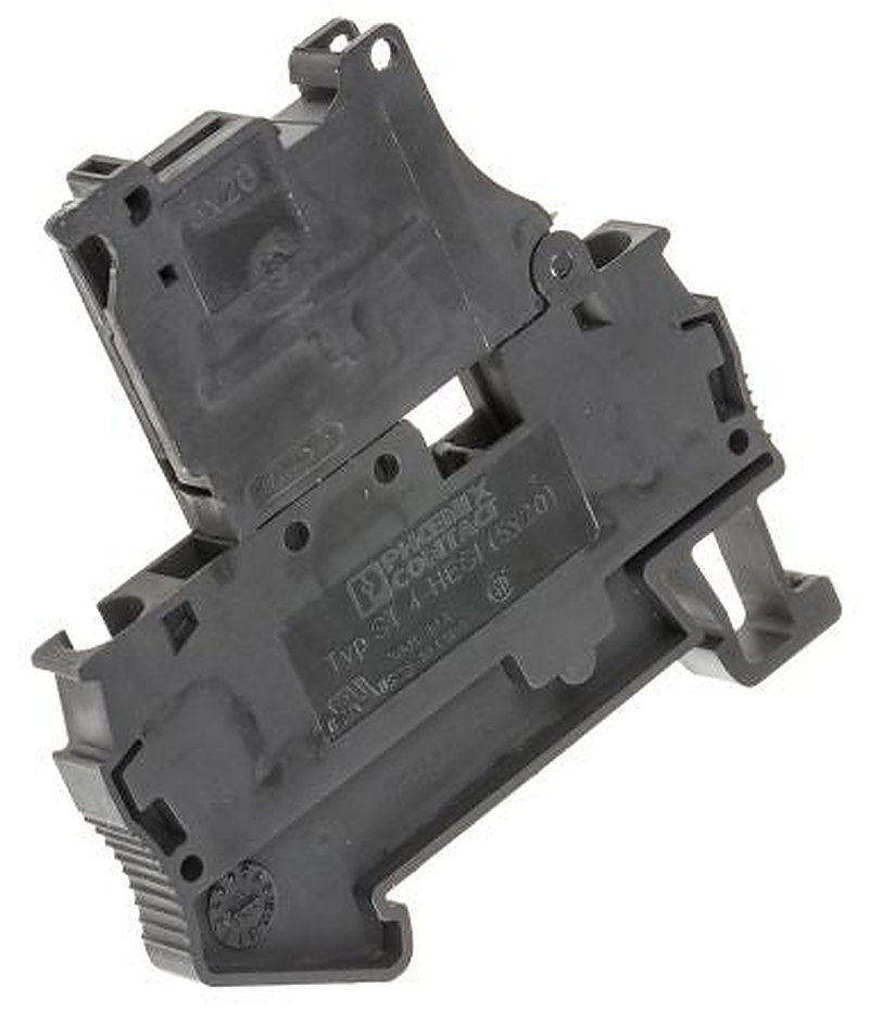 Phoenix Contact 3036369 ST 4-HESI (5X20) Series Fused DIN Rail Terminal Black, 4mm², 1-Level Fused, Spring Cage