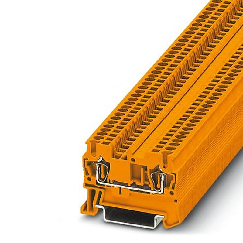 Phoenix Contact 3037012 ST 1.5 OG Series Feed Through Terminal Block Orange, 0.5mm², 1.5 mm², 1-Level, Spring Cage,