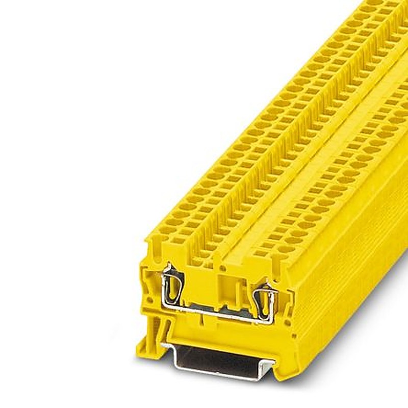 Phoenix Contact 3037083 ST 2.5 YE Series Feed Through Terminal Block Yellow, 0.08mm², 4 mm², 1-Level, Spring Cage,