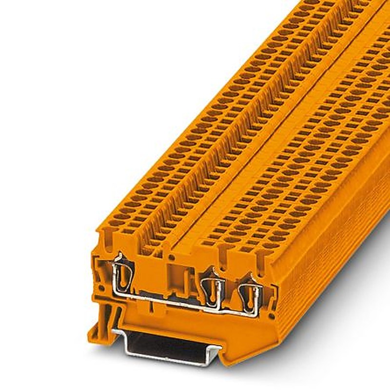 Phoenix Contact 3037258 ST 1.5-TWIN OG Series Feed Through Terminal Block Orange, 0.08mm², 1.5 mm², 1-Level, Spring