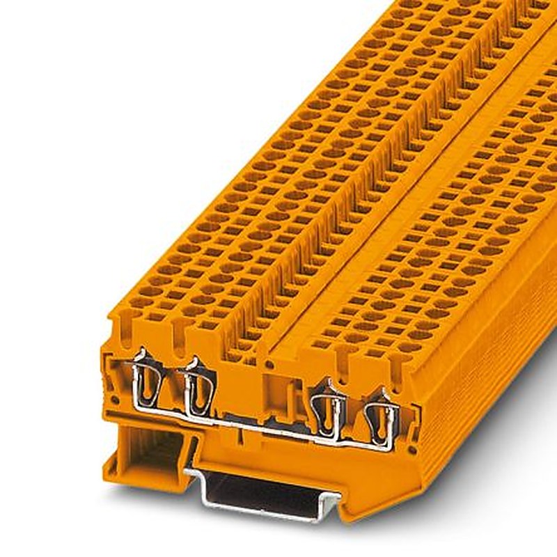 Phoenix Contact 3037423 ST 2.5-QUATTRO OG Series Double Level Terminal Block Orange, 1-Level, Spring Clamp