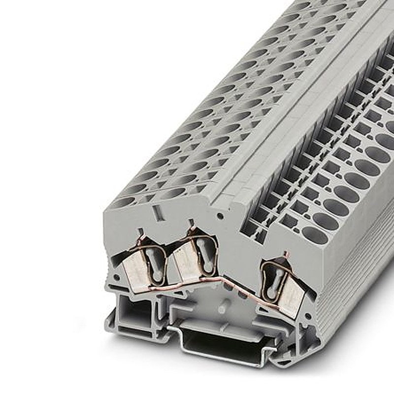 Phoenix Contact 3038150 STS 6-TWIN Series DIN Rail Terminal Block Grey, 0.2mm², 10 mm², 1-Level, Spring Cage
