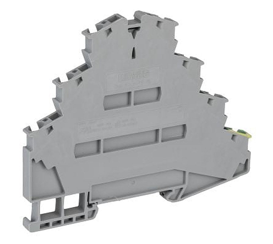 Phoenix Contact 3038338 ST 4-PE/3L Series DIN Rail Terminal Block Grey, 0.08mm², 6 mm², 4-Level, Spring Cage