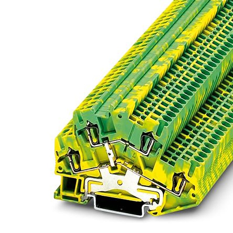 Phoenix Contact 3038480 STTBS 2.5-PE Series DIN Rail Terminal Block Green, Yellow, 0.08mm², 4 mm², 2-Level, Spring Cage,