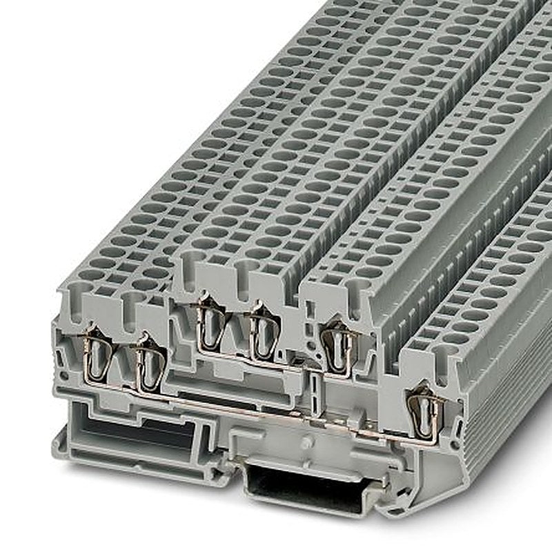 Phoenix Contact 3038516 STTB 2.5-TWIN Series DIN Rail Terminal Block Grey, 0.08mm², 4 mm², 2-Level, Spring Cage