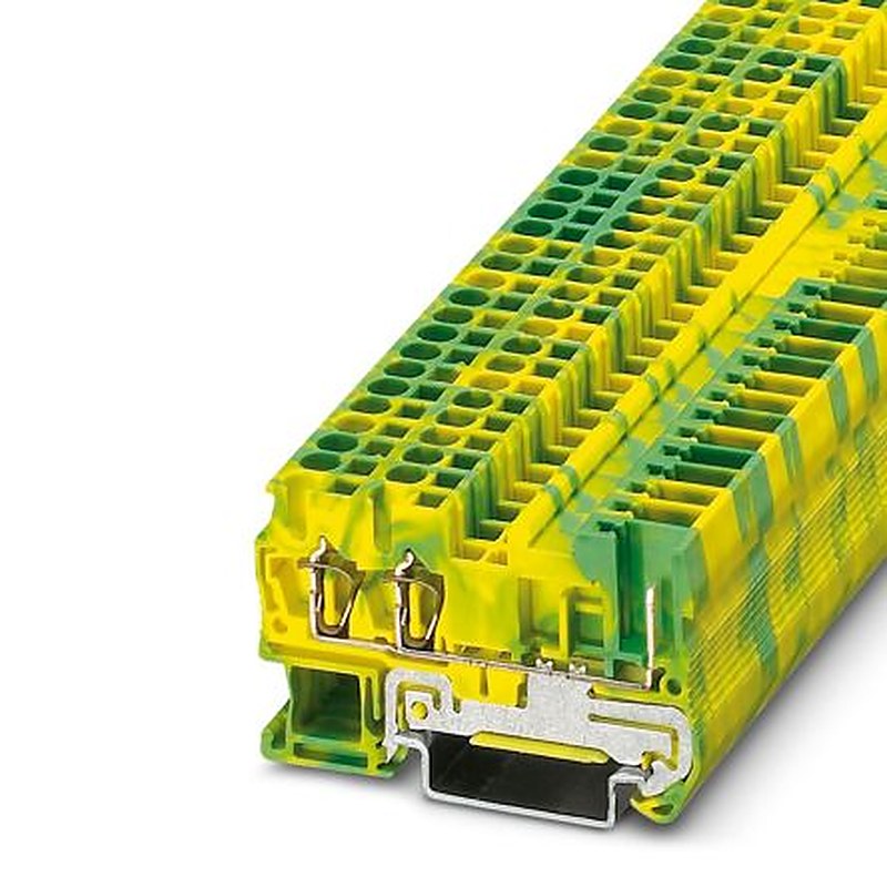 Phoenix Contact 3042120 ST 2.5-TWIN/ 1P-PE Series DIN Rail Terminal Block Green, Yellow, 0.08mm², 4 mm², 1-Level, Spring