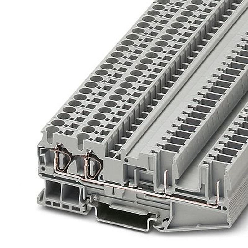 Phoenix Contact 3042845 ST 4-QUATTRO Series Feed Through Terminal Block Grey, 0.08mm², 6 mm², 1-Level, Spring Cage
