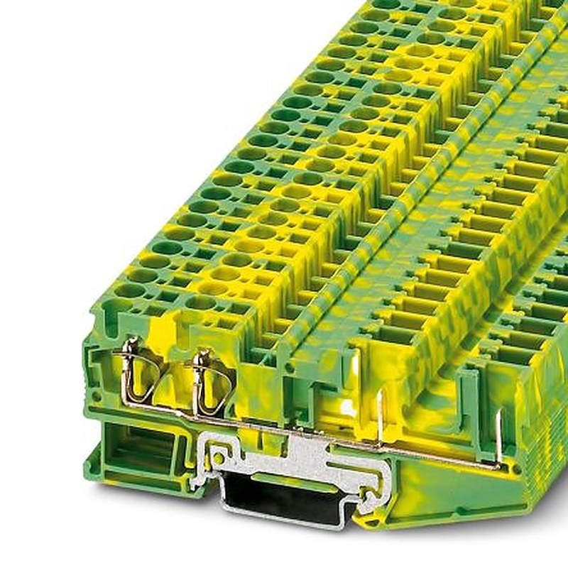 Phoenix Contact 3042858 ST 4-QUATTRO/2P-PE Series DIN Rail Terminal Block Green, Yellow, 0.08mm², 6 mm², 1-Level, Spring