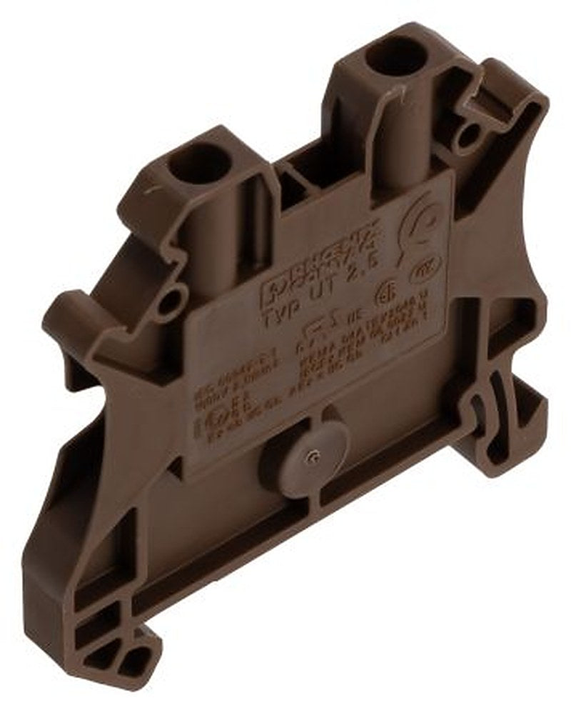 Phoenix Contact 3044077 UT 2.5 BN Series Feed Through Terminal Block Brown, 2.5mm², 1-Level, Screw
