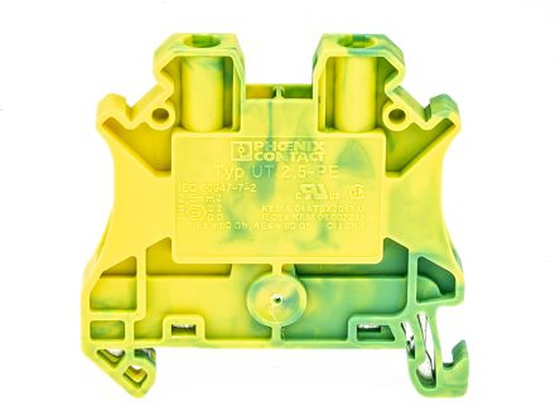 Phoenix Contact 3044092 UT 2.5-PE Series Earth Terminal Block Green, Yellow, 0.14mm², 4 mm², 1-Level, Screw, ATEX