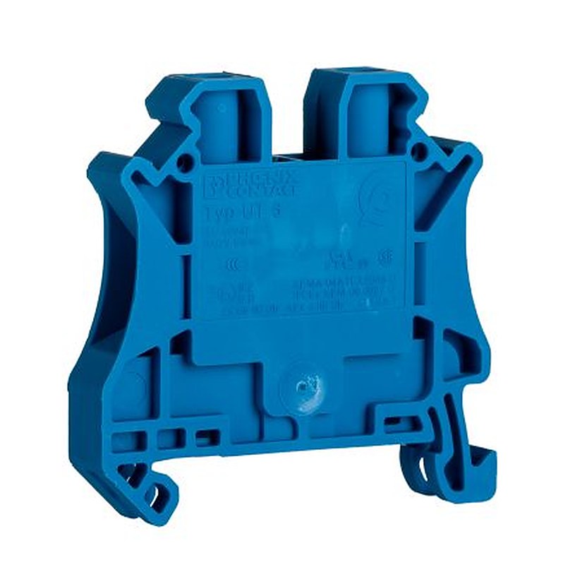 Phoenix Contact 3044144 UT 6 BU Series Feed Through Terminal Block Blue, 0.2mm², 10 mm², 1-Level, Screw, ATEX