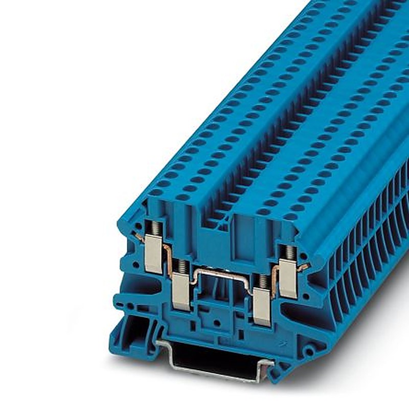 Phoenix Contact 3044555 UT 2.5-QUATTRO BU Series Feed Through Terminal Block Blue, 2.5mm², 1-Level, Screw