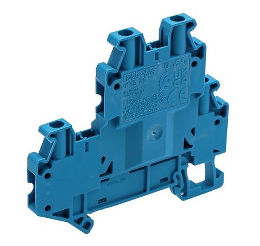 Phoenix Contact 3044649 UTTB 2.5 BU Series Double Level Terminal Block Blue, 0.14mm², 4 mm², 2-Level, Screw, ATEX, IECEx