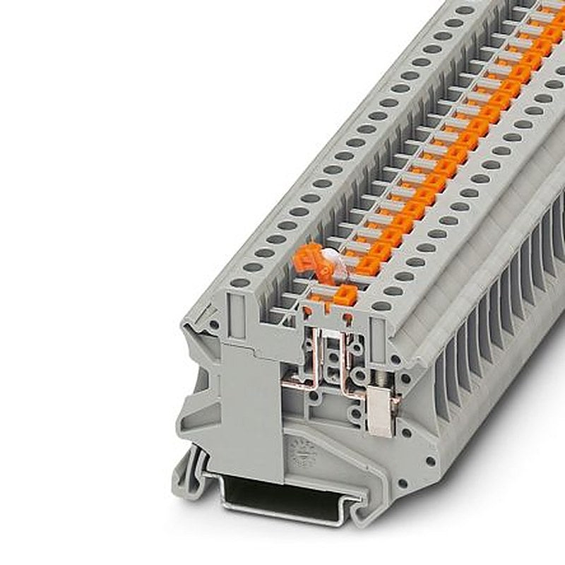 Phoenix Contact 3046171 UT 4-MT-P/P Series Knife Disconnect Terminal Block Grey, 0.14mm², 6 mm², 1-Level, Screw