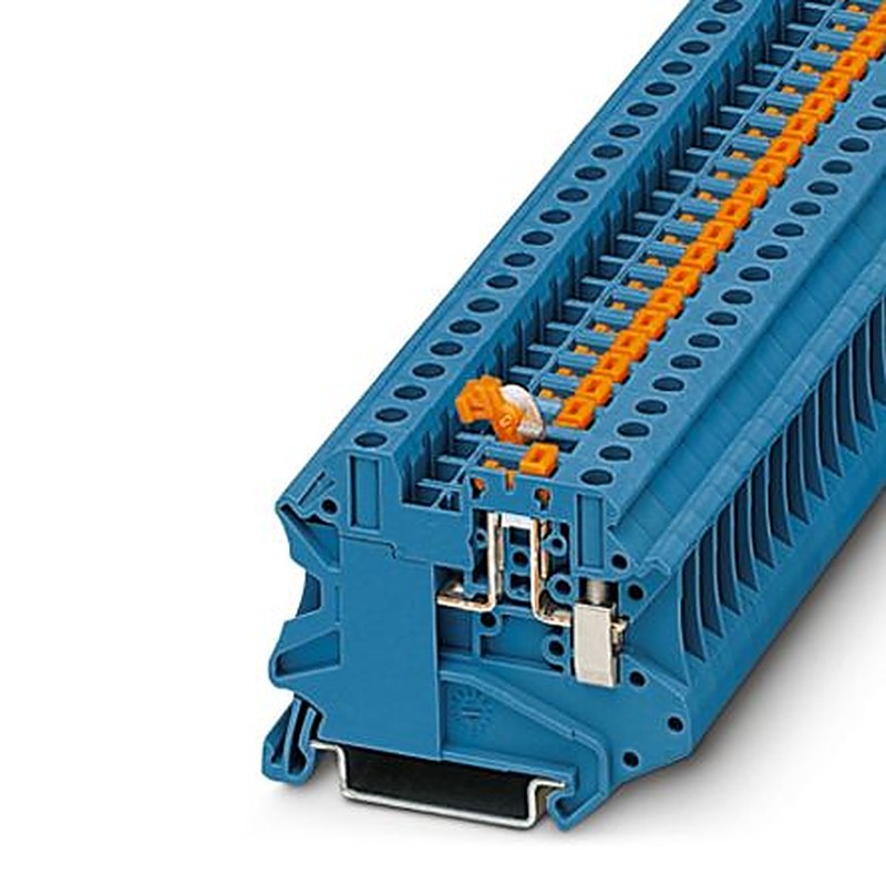 Phoenix Contact 3046278 UT 4-MT BU Series Knife Disconnect Terminal Block Blue, 4mm², 1-Level, Screw