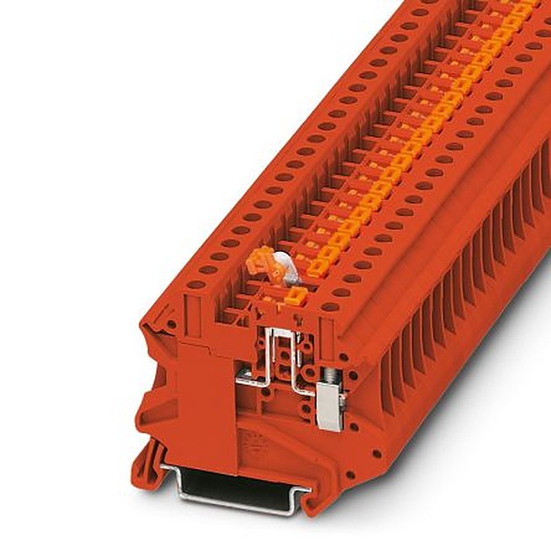 Phoenix Contact 3046279 UT 4-MT RD Series Knife Disconnect Terminal Block Red, 0.14mm², 6 mm², 1-Level, Screw