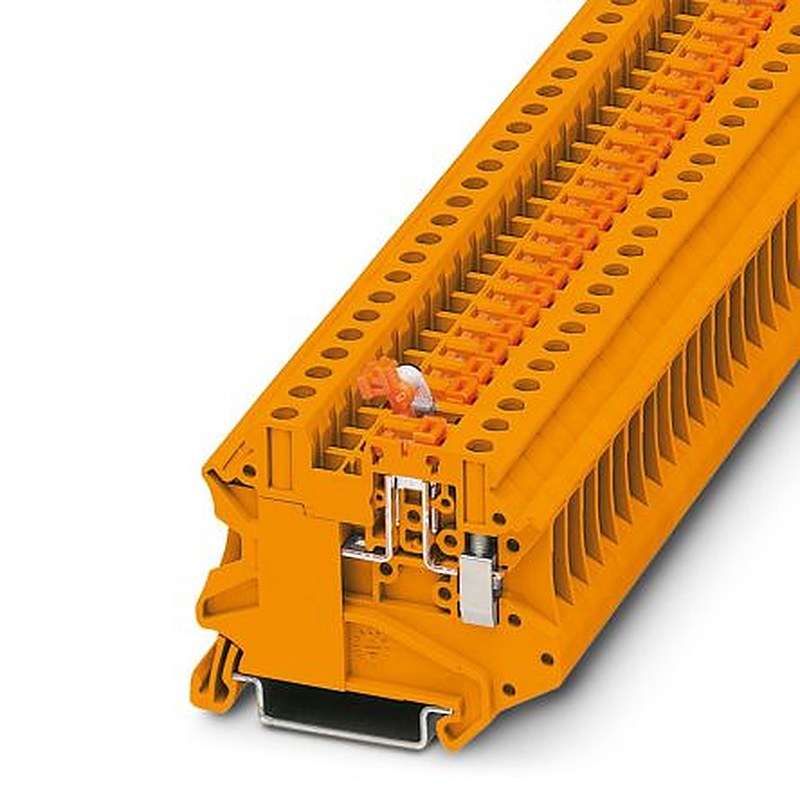 Phoenix Contact 3046443 UT 4-MT-P/P OG Series Knife Disconnect Terminal Block Orange, 2.5mm², 1-Level, Screw