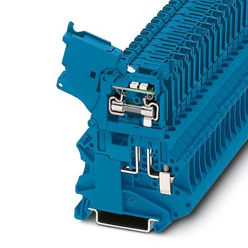 Phoenix Contact 3046537 UT Series Fuse Modular Terminal Block Blue, 0.14mm², 6 mm², 1-Level Fused, Screw
