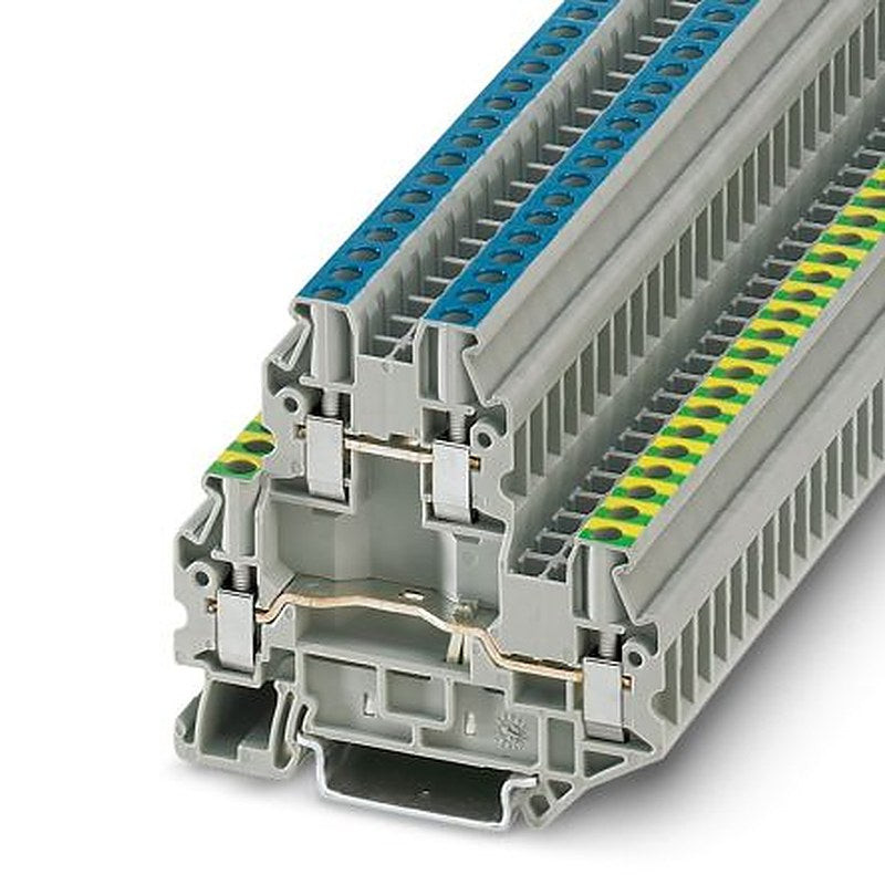Phoenix Contact 3046760 UTTB4-PE/N Series Feed Through Terminal Block Grey, 0.14mm², 6 mm², 2-Level, Screw