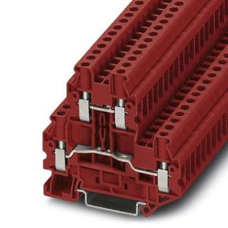 Phoenix Contact 3046786 UTTB 4 Series Feed Through Terminal Block Red, 0.14mm², 6 mm², 2-Level, Screw, IECEx/ATEX