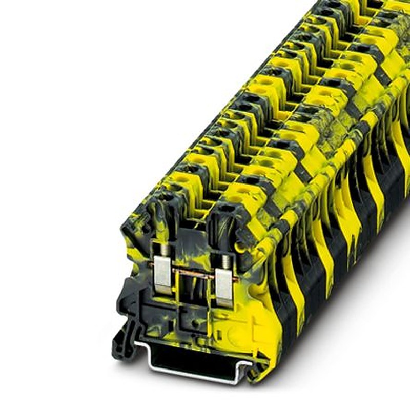 Phoenix Contact 3047617 UT 4-FE Series Feed Through Terminal Block Yellow, Black, 0.14mm², 6 mm², 1-Level, Screw