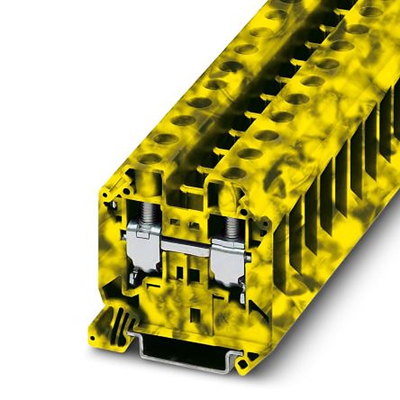 Phoenix Contact 3047663 UT 16-FE Series Feed Through Terminal Block Yellow, Black, 1.5mm², 25 mm², 1-Level, Screw