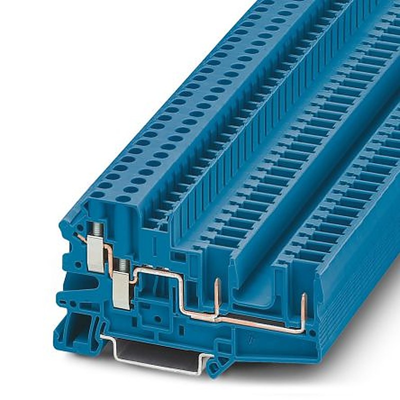 Phoenix Contact 3060306 UT 4-QUATTRO/2P BU Series Feed Through Terminal Block Blue, 4mm², 1-Level, Screw