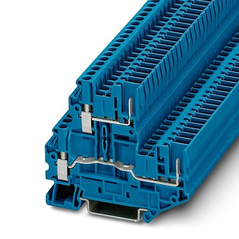 Phoenix Contact 3060364 UTTB 2.5/2P BU Series Double Level Terminal Block Blue, 0.14mm², 4 mm², 2-Level, Screw