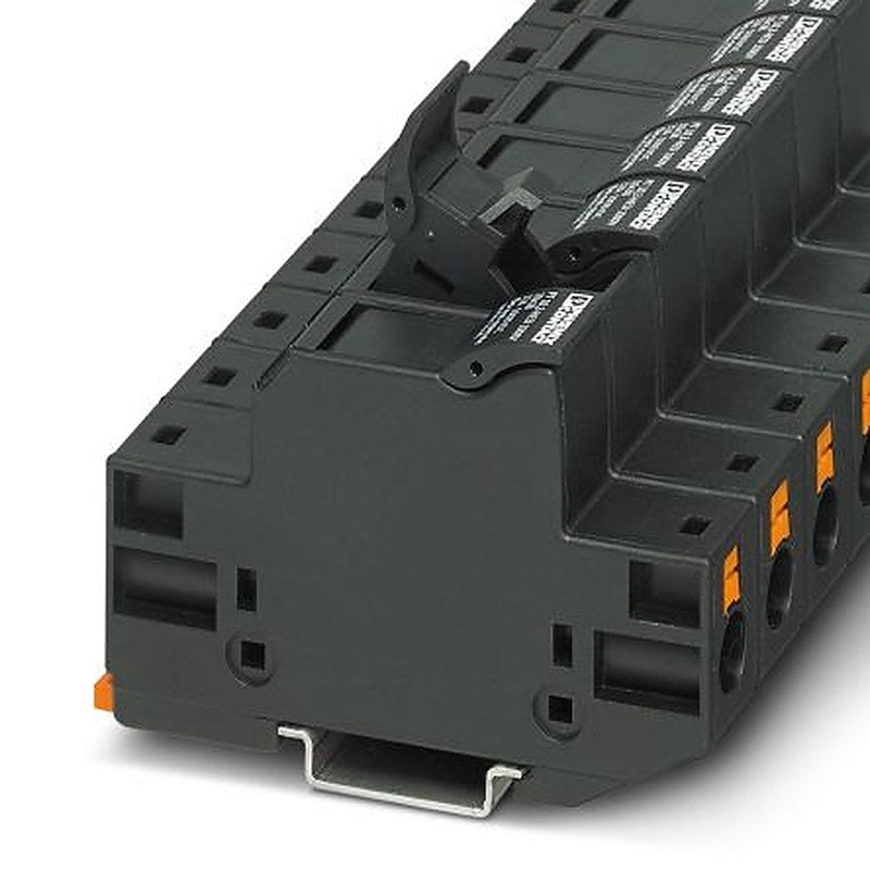 Phoenix Contact 3062142 PT 10 Series Fuse Terminal Block Black, 10mm², 1-Level Fused, Push-in, IECEx/ATEX