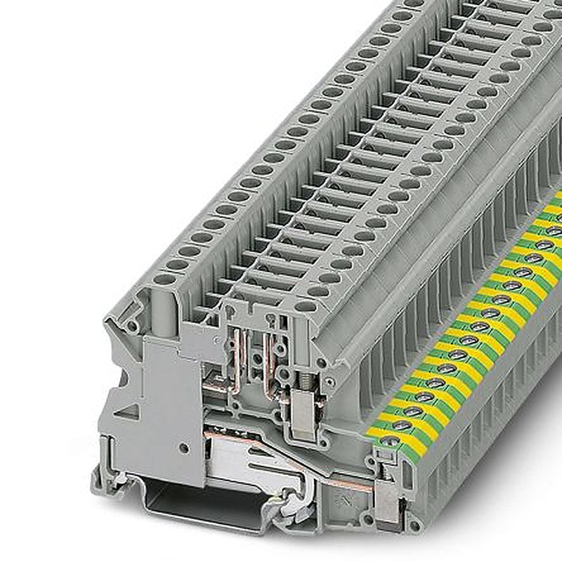 Phoenix Contact 3070024 UT 4-PE/TG Series Earth Terminal Block Grey, 0.14mm², 6 mm², 1-Level, Screw