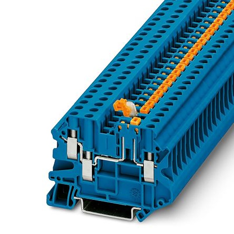 Phoenix Contact 3073018 UT 4-TWIN-MT BU Series Knife Disconnect Terminal Block Blue, 0.14mm², 6 mm², 1-Level, Screw