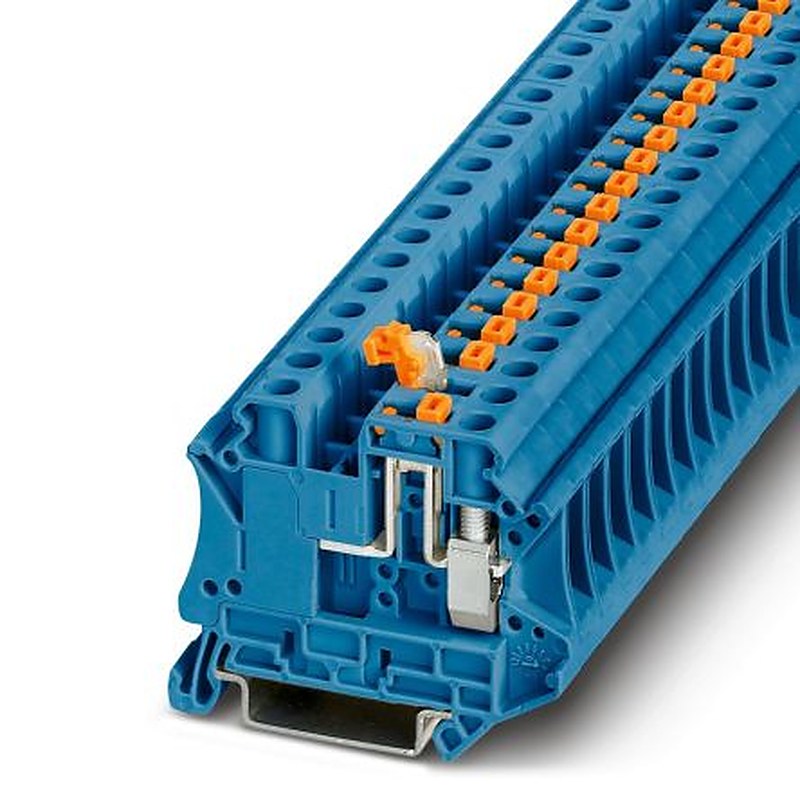 Phoenix Contact 3073267 UT 6-MT BU Series Knife Disconnect Terminal Block Blue, 0.2mm², 10 mm², 1-Level, Screw