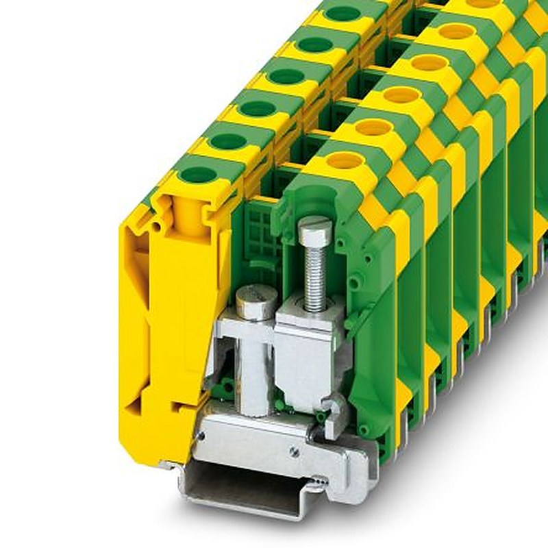 Phoenix Contact 3074143 USLKG 35 N Series Earth Terminal Block Green, Yellow, 10mm², 35 mm², 1-Level, Screw