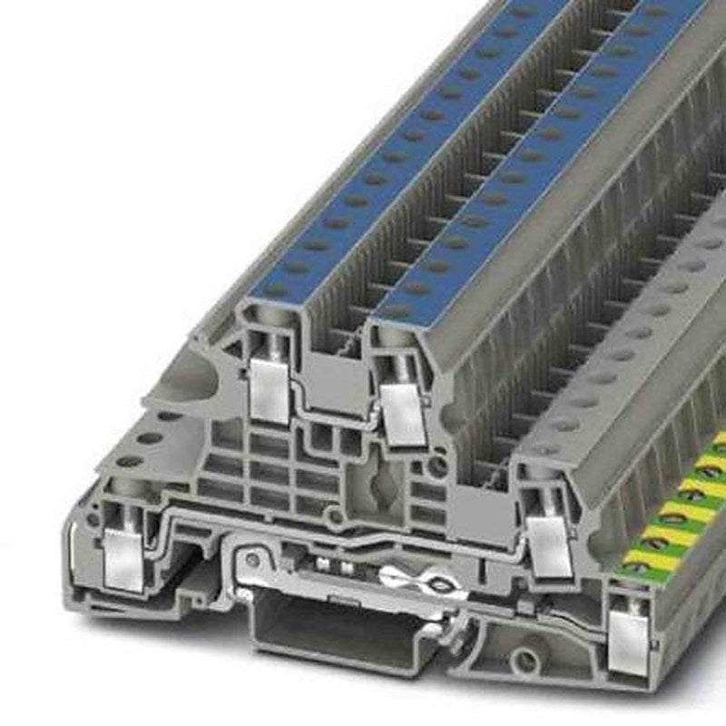 Phoenix Contact 3076041 UTI Series Earth Terminal Block Grey, 0.2mm², 10 mm², 3-Level, Screw