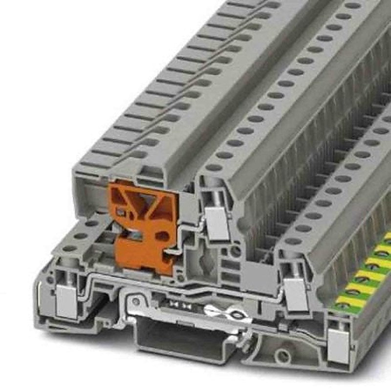 Phoenix Contact 3076043 UTI 6-PE/L/LT Series Earth Terminal Block Grey, 0.2mm², 10 mm², 3-Level, Screw