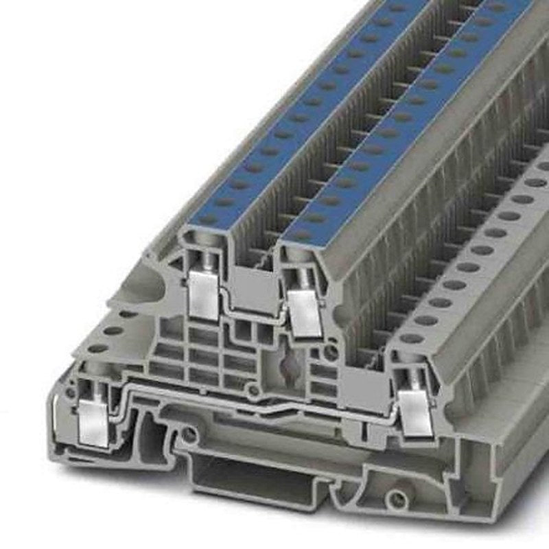 Phoenix Contact 3076045 UTI Series DIN Rail Terminal Block Grey, 0.2mm², 10 mm², 3-Level, Screw