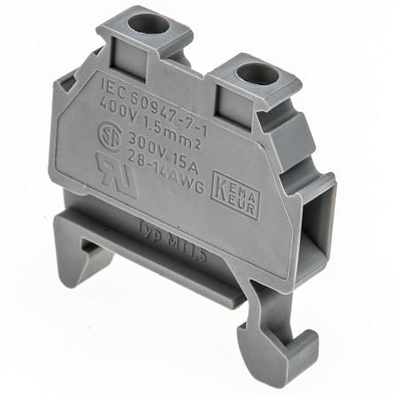 Phoenix Contact 3100305 MT 1.5 Series DIN Rail Terminal Block Grey, 0.14mm², 1.5 mm², 1-Level, Screw