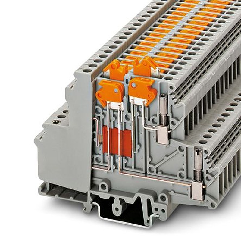 Phoenix Contact 3101087 UDMTK 5-P/P Series Knife Disconnect Terminal Block Grey, 0.2mm², 4 mm², 2-Level, Screw