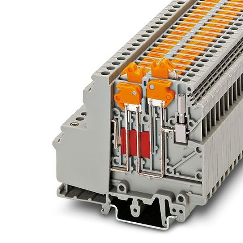 Phoenix Contact 3101126 UDMTK 5-TWIN-P/P Series Knife Disconnect Terminal Block Grey, 4mm², 1-Level, Screw