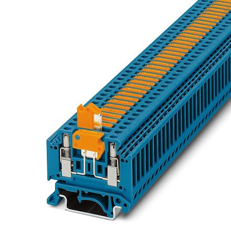 Phoenix Contact 3104097 MTK-P/P BU Series Knife Disconnect Terminal Block Blue, 0.2mm², 4 mm², 1-Level, Screw