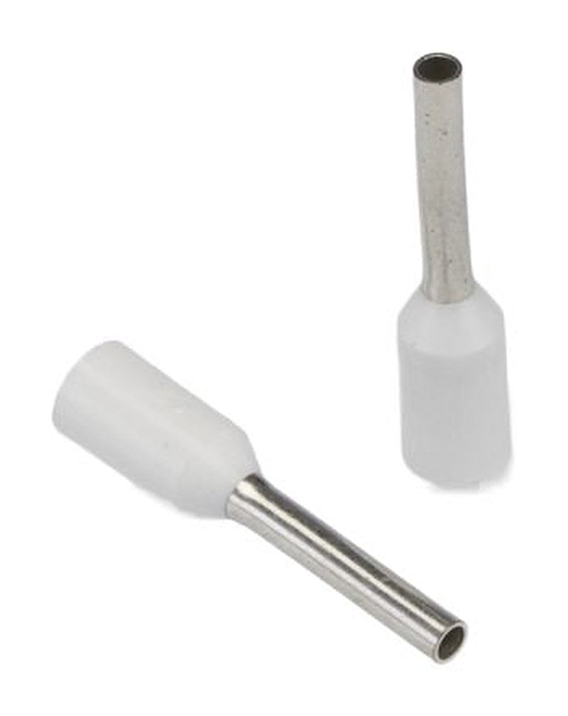 Phoenix Contact, 32 Insulated Crimp Bootlace Ferrule, 8 mm Pin Length, 1.1 mm Pin Diameter, White to 20 AWG Wire Size