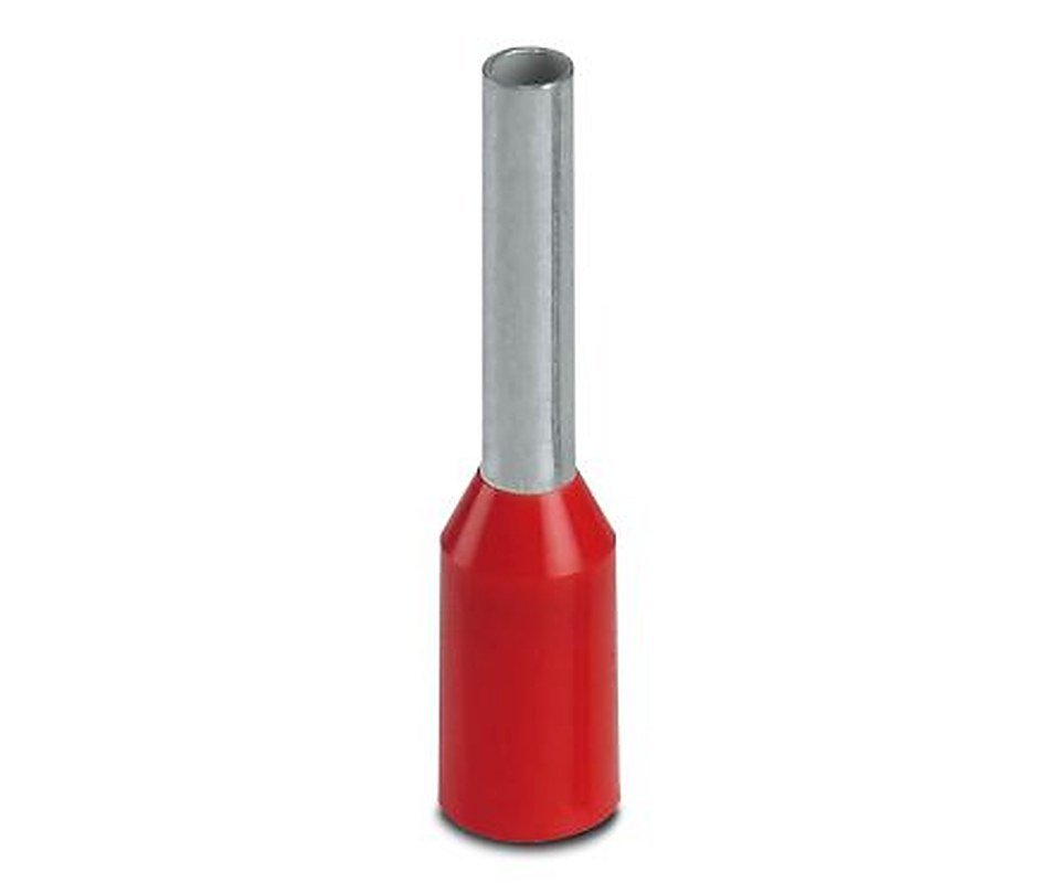 Phoenix Contact, AI 1 -8 RD Insulated Ferrule, 8 mm Pin Length, 1.5 mm Pin Diameter, Red to 18 AWG Wire Size