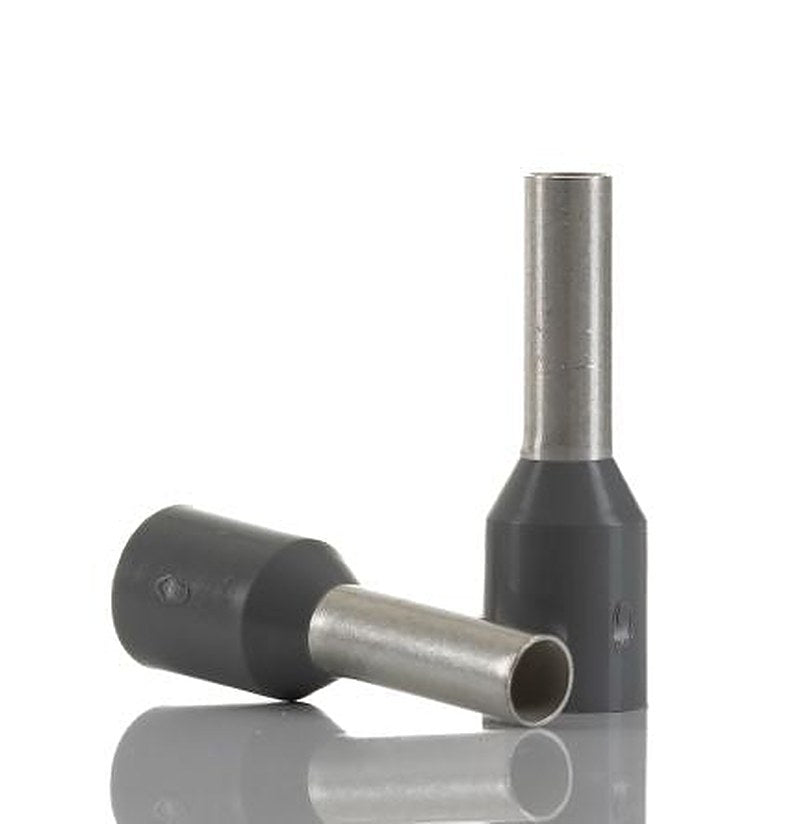 Phoenix Contact, AI Insulated Crimp Bootlace Ferrule, 8 mm Pin Length, 2.3 mm Pin Diameter, Grey to 14 AWG Wire Size
