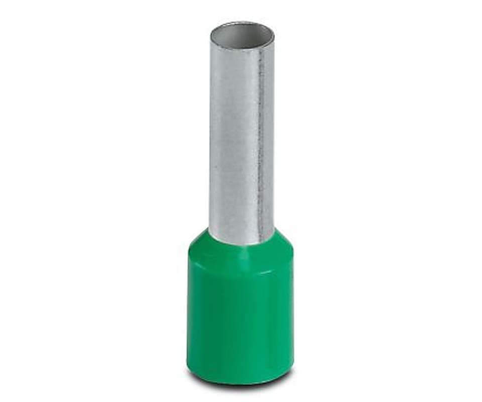 Phoenix Contact, AI 6-12 GN Insulated Bootlace Ferrule Kit, 12 mm Pin Length, 3.6 mm Pin Diameter, Green to 10 AWG Wire