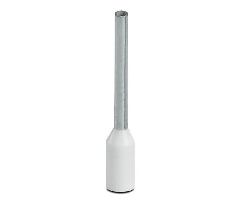 Phoenix Contact, AI0.5 -12 WH Insulated Bootlace Ferrule Kit, 12 mm Pin Length, 1.1 mm Pin Diameter, White to 20 AWG
