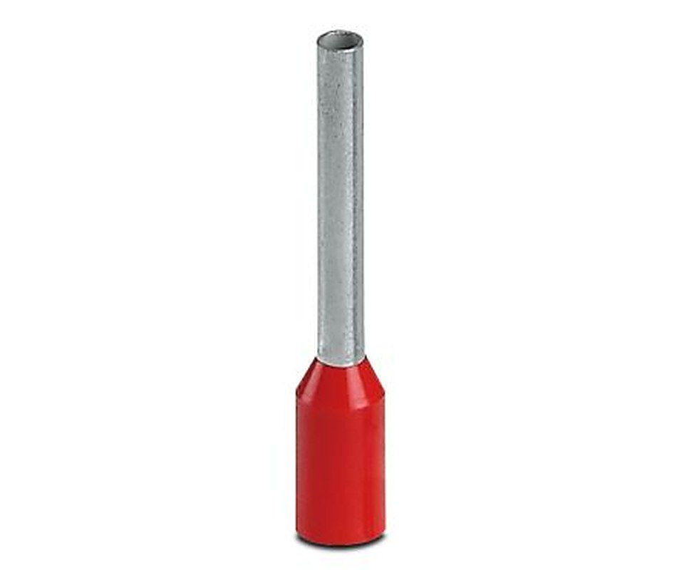 Phoenix Contact, AI 1 -12 RD Insulated Crimp Bootlace Ferrule, 12 mm Pin Length, 1.5 mm Pin Diameter, Red to 18 AWG Wire