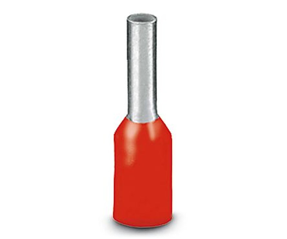 Phoenix Contact Insulated Bootlace Ferrule Kit, 6 mm Pin Length, 1.5 mm Pin Diameter, Red to 18 AWG Wire Size
